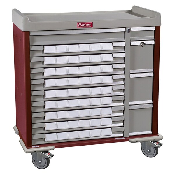 Steel Standard Line Med-Bin Medication Cart with Key Lock and 54 3.5 in Bins